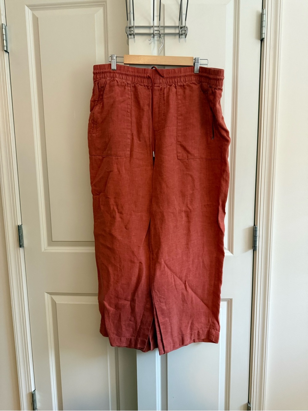 Athleta Women's Linen Drawstring Pants in Rust